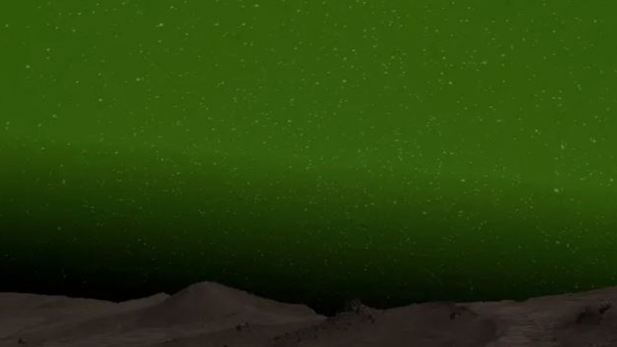 Kỳ lạ bầu trời đêm có màu xanh lá cây trên sao Hỏa