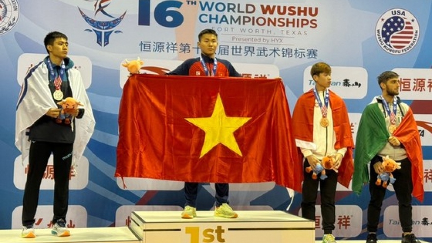 Vietnamese fighters bring home five golds at World Wushu Champs