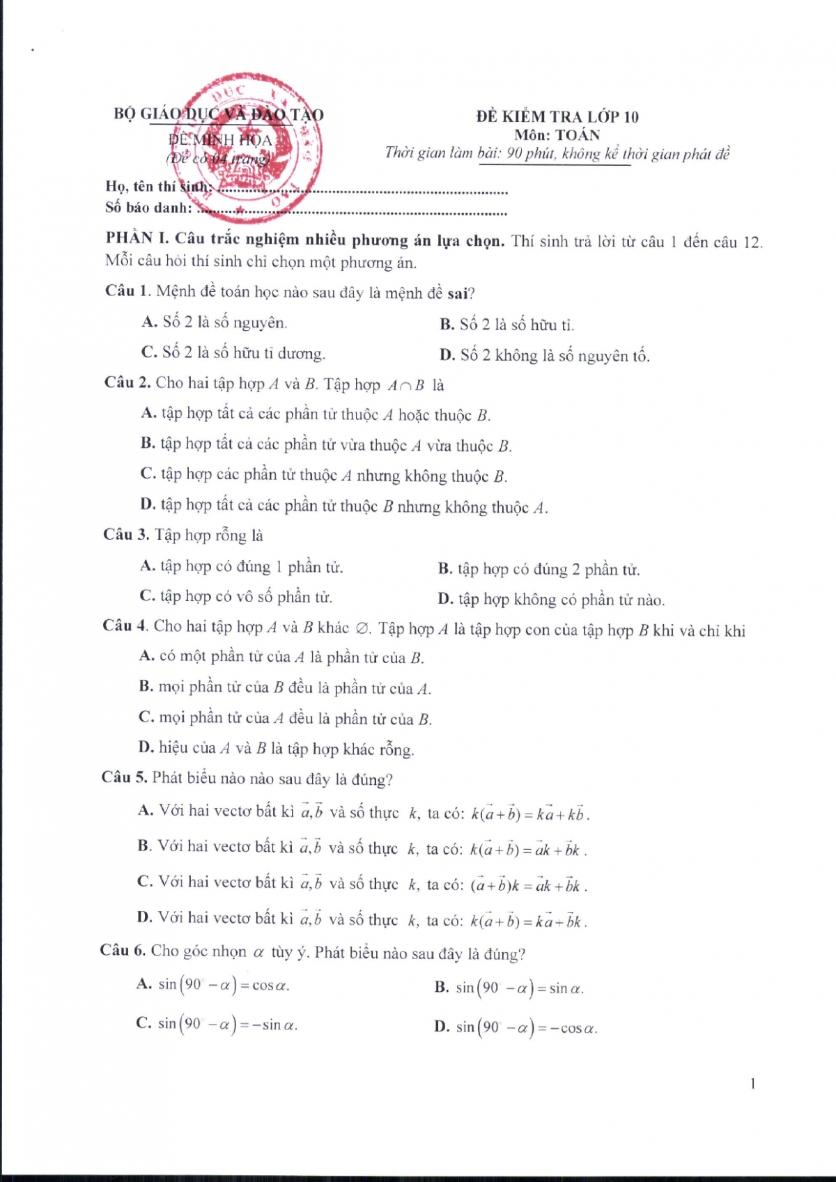 thi tot nghiep thpt tu 2025 bo gd-Dt cong bo de thi minh hoa mon toan hinh anh 1