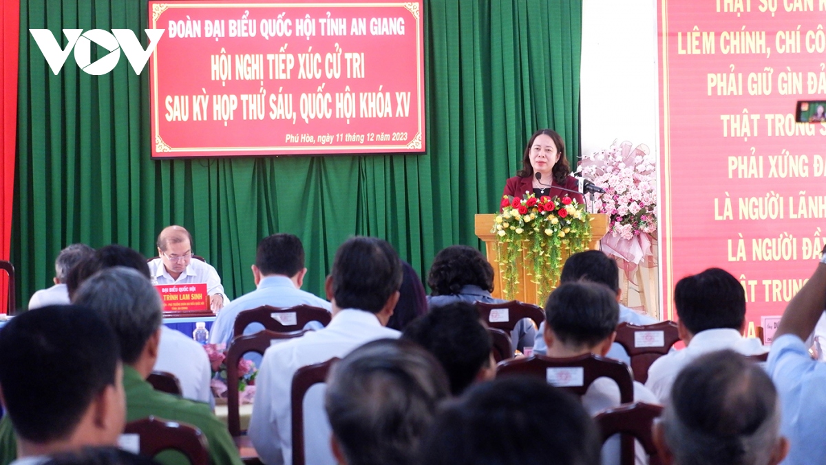 pho chu tich nuoc vo thi Anh xuan tiep xuc cu tri tinh an giang hinh anh 2