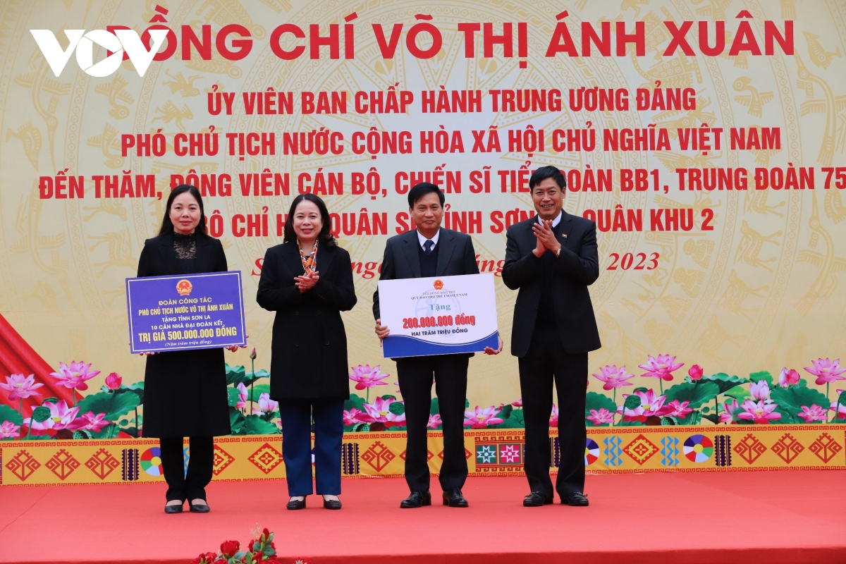 pho chu tich nuoc vo thi Anh xuan tham va dong vien luc luong vu trang son la hinh anh 2